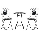 Set da Bistrot con Mosaico Nero e Bianco in Ferro e Ceramica