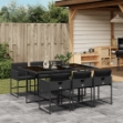 Set da Pranzo da Giardino 7 pz Nero con Cuscini in Polyrattan