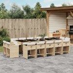 Set da Pranzo da Giardino 15 pz con Cuscini Beige in Polyrattan