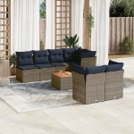 Set Divani da Giardino 8 pz con Cuscini Grigio in Polyrattan