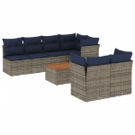 Set Divani da Giardino 8 pz con Cuscini Grigio in Polyrattan
