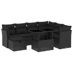 Set Divani da Giardino con Cuscini 8 pz Nero in Polyrattan