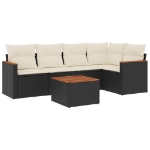 Set Divano da Giardino 6 pz con Cuscini Nero in Polyrattan