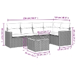 Set Divano da Giardino 6 pz con Cuscini Nero in Polyrattan