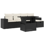 Set Divano da Giardino 6 pz con Cuscini Nero in Polyrattan