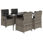 Set da Pranzo da Giardino 5 pz con Cuscini in Polyrattan Grigio