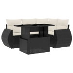 Set Divani da Giardino 5 pz con Cuscini in Polyrattan Nero