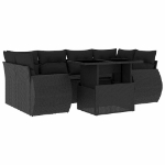 Set Divani da Giardino con Cuscini 7pz Nero Polyrattan