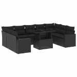 Set Divani da Giardino 10pz con Cuscini in Polyrattan Nero