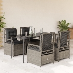 Set Pranzo da Giardino 5pz con Cuscini Grigio Chiaro Polyrattan