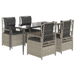 Set Pranzo da Giardino 5pz con Cuscini Grigio Chiaro Polyrattan