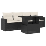 Set Divani da Giardino 5 pz con Cuscini in Polyrattan Nero