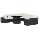 Set Divani da Giardino 11 pz con Cuscini in Polyrattan Nero