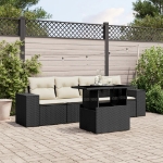 Set Divani da Giardino 5 pz con Cuscini in Polyrattan Nero
