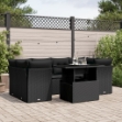 Set Divani da Giardino con Cuscini 7pz Nero Polyrattan