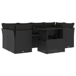 Set Divani da Giardino con Cuscini 7pz Nero Polyrattan