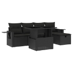 Set Divano da Giardino 6 pz con Cuscini Nero in Polyrattan