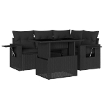 Set Divani da Giardino 5 pz con Cuscini in Polyrattan Nero