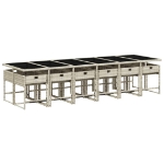 Set da Pranzo da Giardino 13pz con Cuscini Grigio in Polyrattan