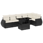 Set Divani da Giardino con Cuscini 7pz Nero Polyrattan