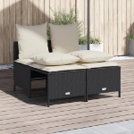 Set Divani da Giardino 4 pz con Cuscini Nero in Polyrattan