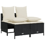 Set Divani da Giardino 4 pz con Cuscini Nero in Polyrattan