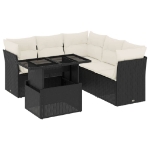 Set Divano da Giardino 6 pz con Cuscini Nero in Polyrattan
