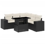 Set Divano da Giardino 6 pz con Cuscini Nero in Polyrattan