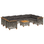 Set Divano da Giardino 10 pz con Cuscini Grigio in Polyrattan