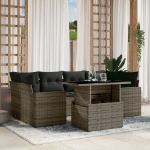 Set Divani da Giardino 7 pz con Cuscini Grigio in Polyrattan