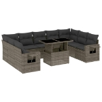 Set Divano da Giardino 10 pz con Cuscini Grigio in Polyrattan
