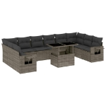 Set Divani da Giardino 11 pz con Cuscini in Polyrattan Grigio