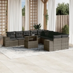 Set Divani da Giardino 11 pz con Cuscini in Polyrattan Grigio
