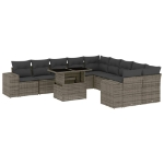 Set Divani da Giardino 11 pz con Cuscini in Polyrattan Grigio