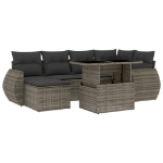 Set Divani da Giardino 7 pz con Cuscini Grigio in Polyrattan