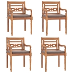 Set Pranzo Giardino 5pz con Cuscini Grigio Scuro Massello Teak