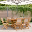 Set da Pranzo da Giardino 7 pz Tortora Tessuto e Legno Massello