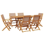 Set da Pranzo da Giardino 7 pz Tortora Tessuto e Legno Massello