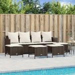 Set Divano da Giardino 5 pz con Cuscini Marrone in Polyrattan