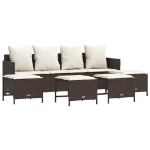 Set Divano da Giardino 5 pz con Cuscini Marrone in Polyrattan