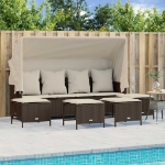 Set Divano da Giardino 5 pz con Cuscini Marrone in Polyrattan