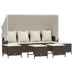 Set Divano da Giardino 5 pz con Cuscini Marrone in Polyrattan