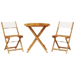 Set da Bistrot 3pz Bianco Crema in Tessuto e Legno Massello