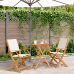 Set da Bistrot 3pz Bianco Crema in Tessuto e Legno Massello