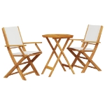 Set da Bistrot 3pz Bianco Crema in Tessuto e Legno Massello