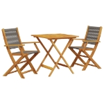 Set da Bistrot 3pz Grigio in Polipropilene e Legno Massello