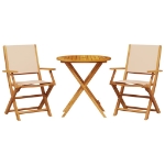 Set da Bistrot 3pz Beige in Tessuto e Legno Massello