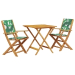 Set da Bistrot 3 pz Motivo Foglie in Tessuto e Legno Massello