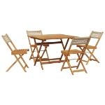 Set Pranzo da Giardino 5 pz Beige Polyrattan e Legno Massello