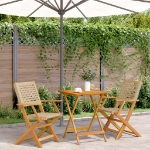 Set da Bistrot 3 pz Beige in Polyrattan e Legno Massello